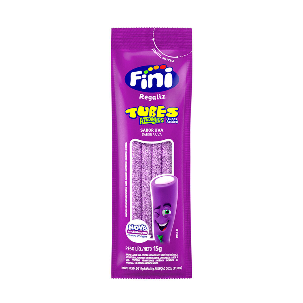 Tubes Uva Azedinho com 12 unidades de 15g cada - Fini